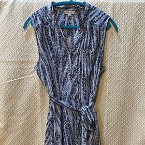 Nanette Lepore sleeveless sheer dress. Buttons/tie belt embellishments. Size 12.
